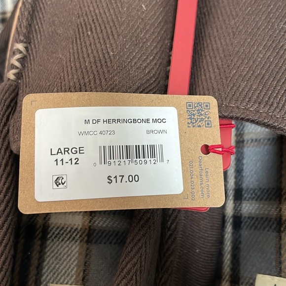 NWT Dearfoams Cozy Comfort Men's Herringbone Moccasin Slippers - Picture 6 of 7